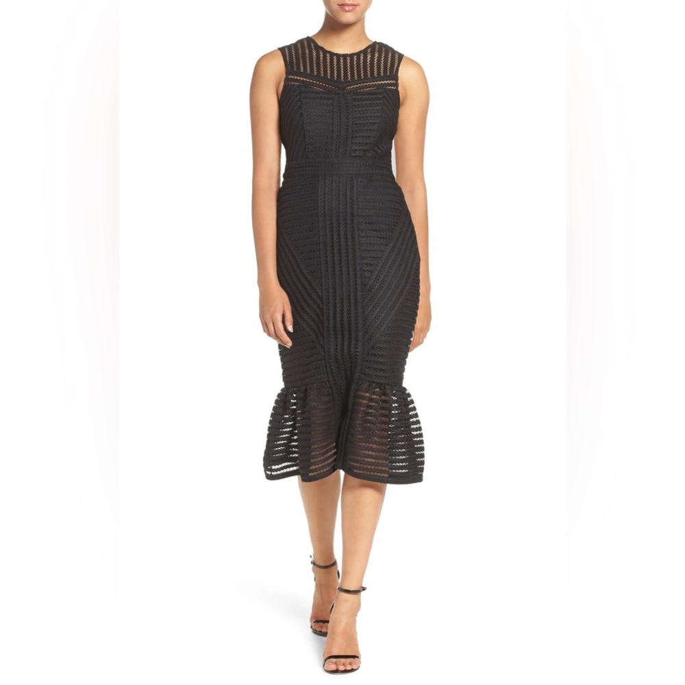 Nordstrom - Bardot Black Midi Cocktail Dress